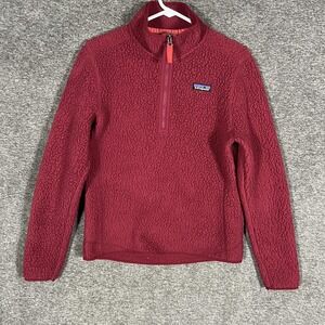 Patagonia Retro Pile 1/4 Zip Womens Small Red Fleece Mock Neck Thermal Sweater